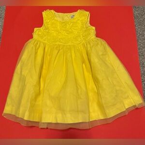 Carter’s Yellow 3D floral sleeveless spring dress 18 months 18m baby girl Easter